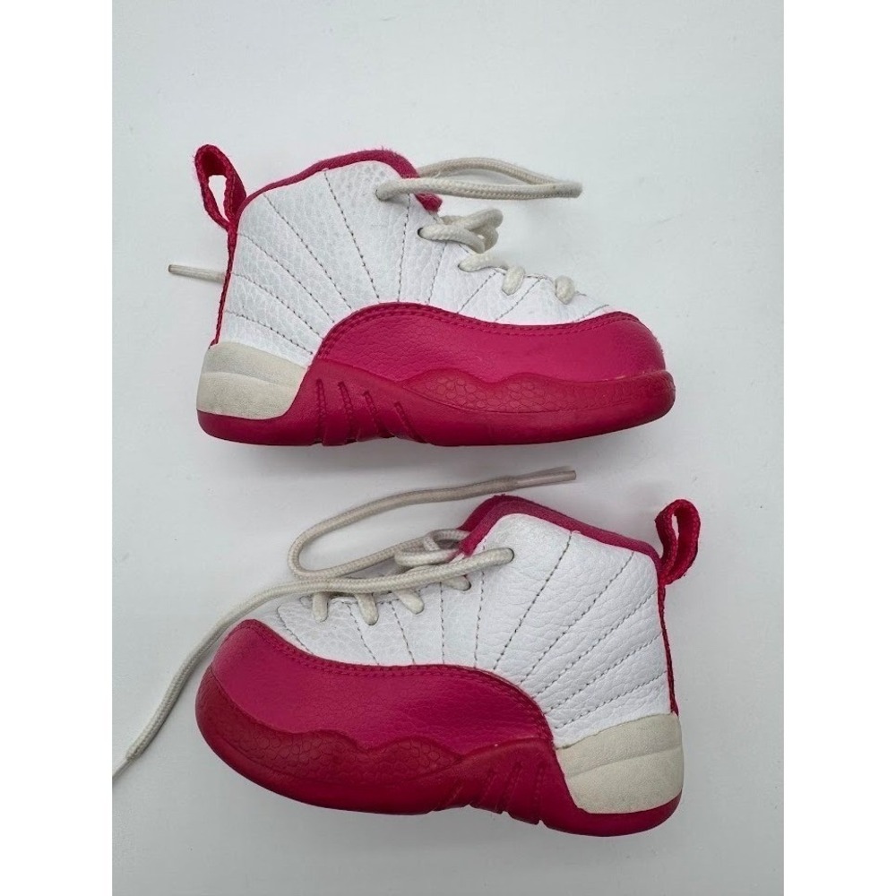 Jordan 12 Retro Dynamic Pink White Toddler Sneakers 819666-109 Size 5C‎ Mens